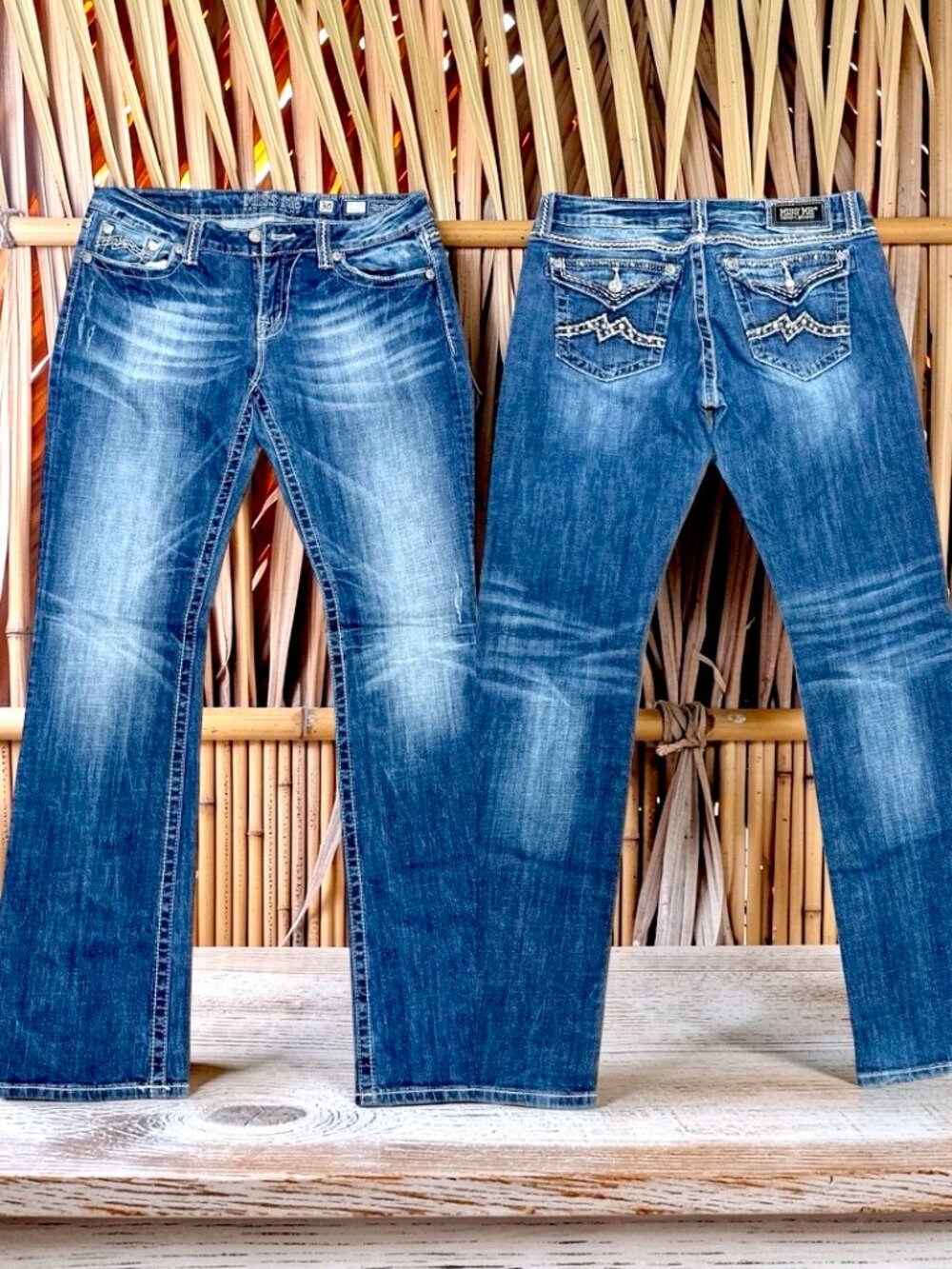 Exclusive Buckle Y2K  Eeasy Boot Miss Me Jean 30"(Fit 34x35")  Embellished   (82
